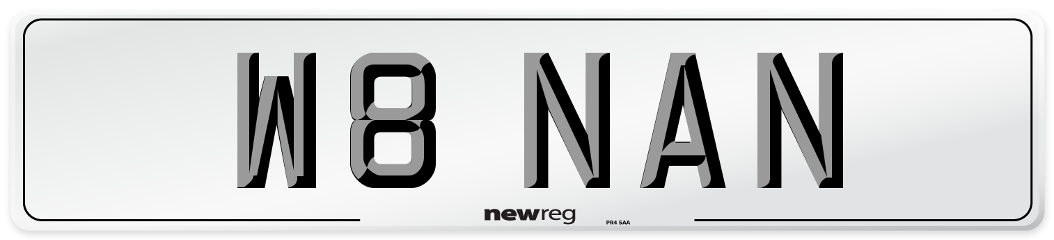 W8 NAN Number Plate from New Reg